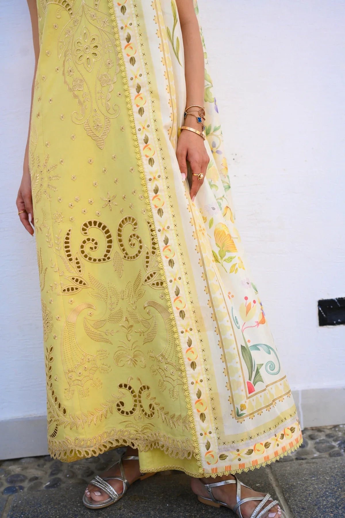 PASTEL LIME YELLOW LUXURY EMBROIDERED LUXURY LAWN SET (NEL-26607) LUXURY LAWN X EID 2026