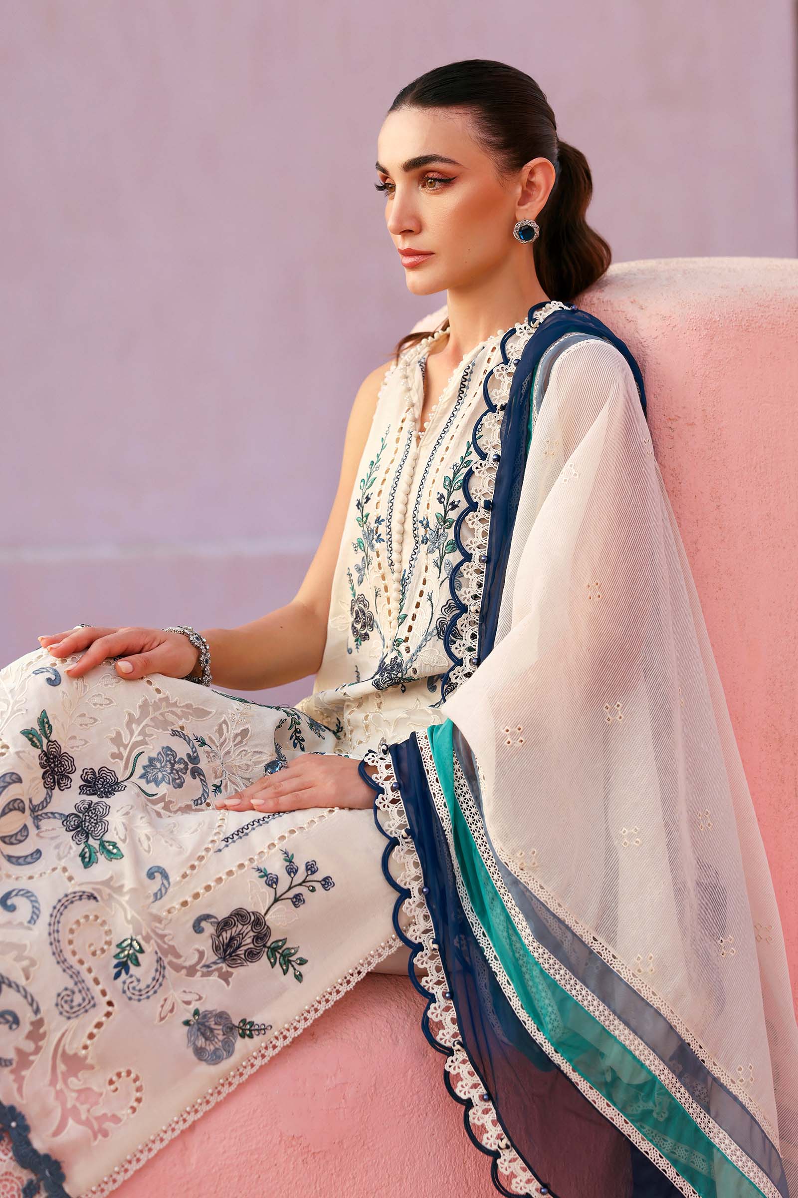 Embroidered Jacquard Lawn Suit