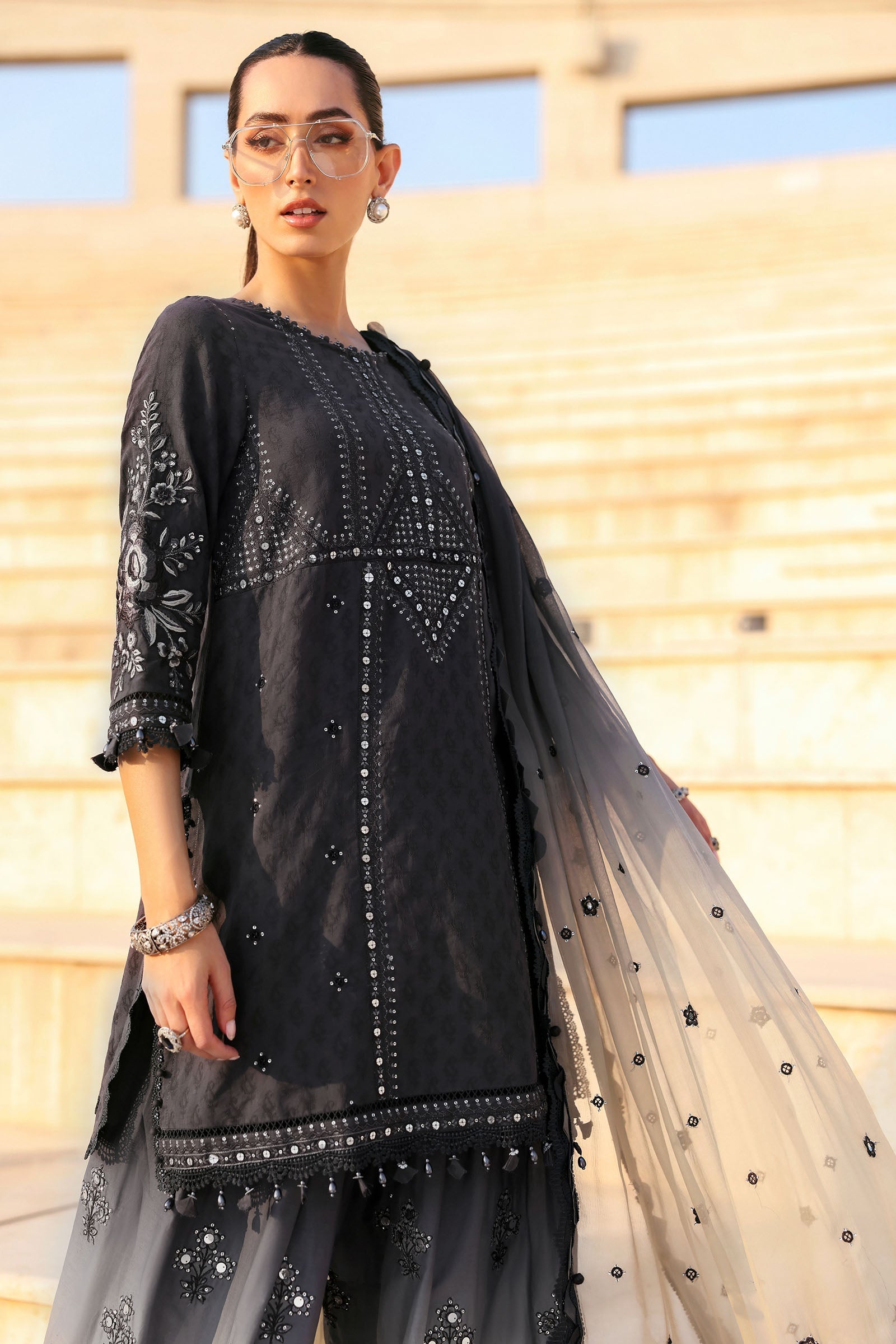 Embroidered Jacquard Lawn Suit